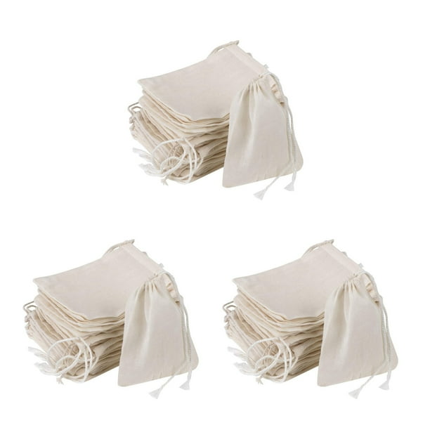 300 Piezas Bolsas de Algodón con Cordón Bolsas de Muselina, Bolsas de Té (4 x 3 Pulgadas)