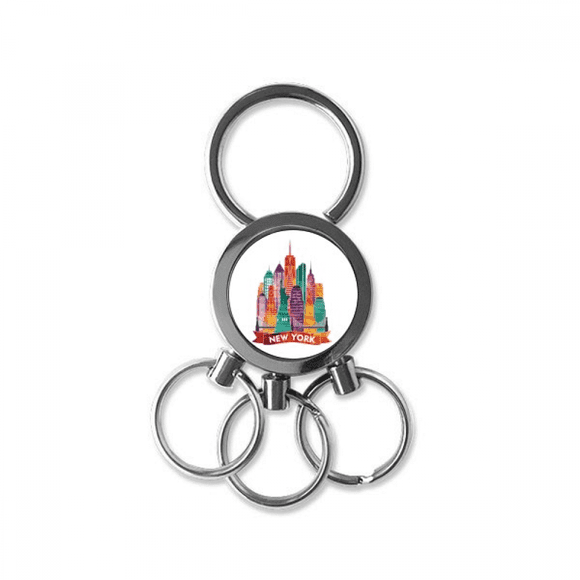 usa america beautiful castle architecture stainless steel metal key holder chain keychain