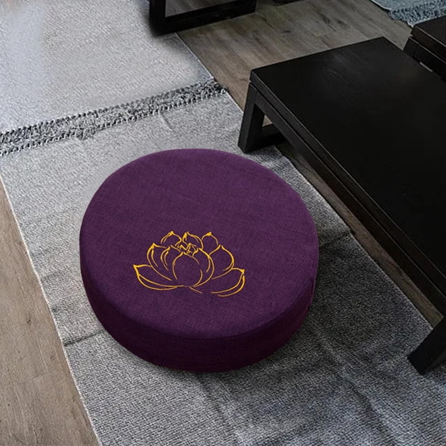 Cojín de meditación Asiento 16 "Diámetro Cubierta con cremallera Accesorios de meditación Almohada de piso para sala de estar al aire libre Meditación Violeta Oscuro 10cm shamjiam Cojín del asiento