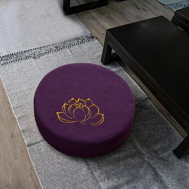 Cojín de meditación redondo tradicional que se en el suelo para la meditación en la oficina Violeta Oscuro 10cm Cola Cojín del asiento