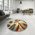thumbnail image 3 of Ahgly Company Indoor Round Abstract Chrome Gold Yellow Abstract Area Rugs, 8' Round, 3 of 6