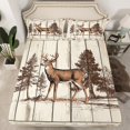 thumbnail image 2 of Homewish Animal Deer 4-Piece Full Size Sheets for Female Men Teens,Brown Wheat Bed Sheets,Jungle Wildlife Lightweight Sheet Sets,Retro Vintage Room Decor, 2 of 7