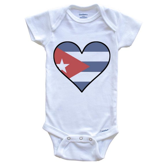 Cuban Flag Baby Bodysuit - Cute Cuban Flag Heart - Cuba Baby Bodysuit, 0-3 Months White