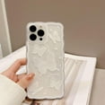 thumbnail image 4 of Compatible with iPhone Case,Cute Butterfly Curly Wave Frame Camera Lens Protection Clear Soft Shockproof Cover Phone Case for Women Girls (White,iPhone 12), 4 of 7