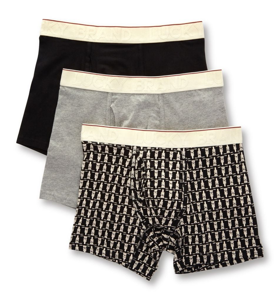Lucky Men's Lucky 201PB07 Cotton Stretch Boxer Briefs 3 Pack (Jet
