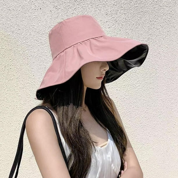 Beloving Womens Sun Hat Floppy Wide Brim Fishing Hat Summer Sun Protective Bucket Hat Pink Pink