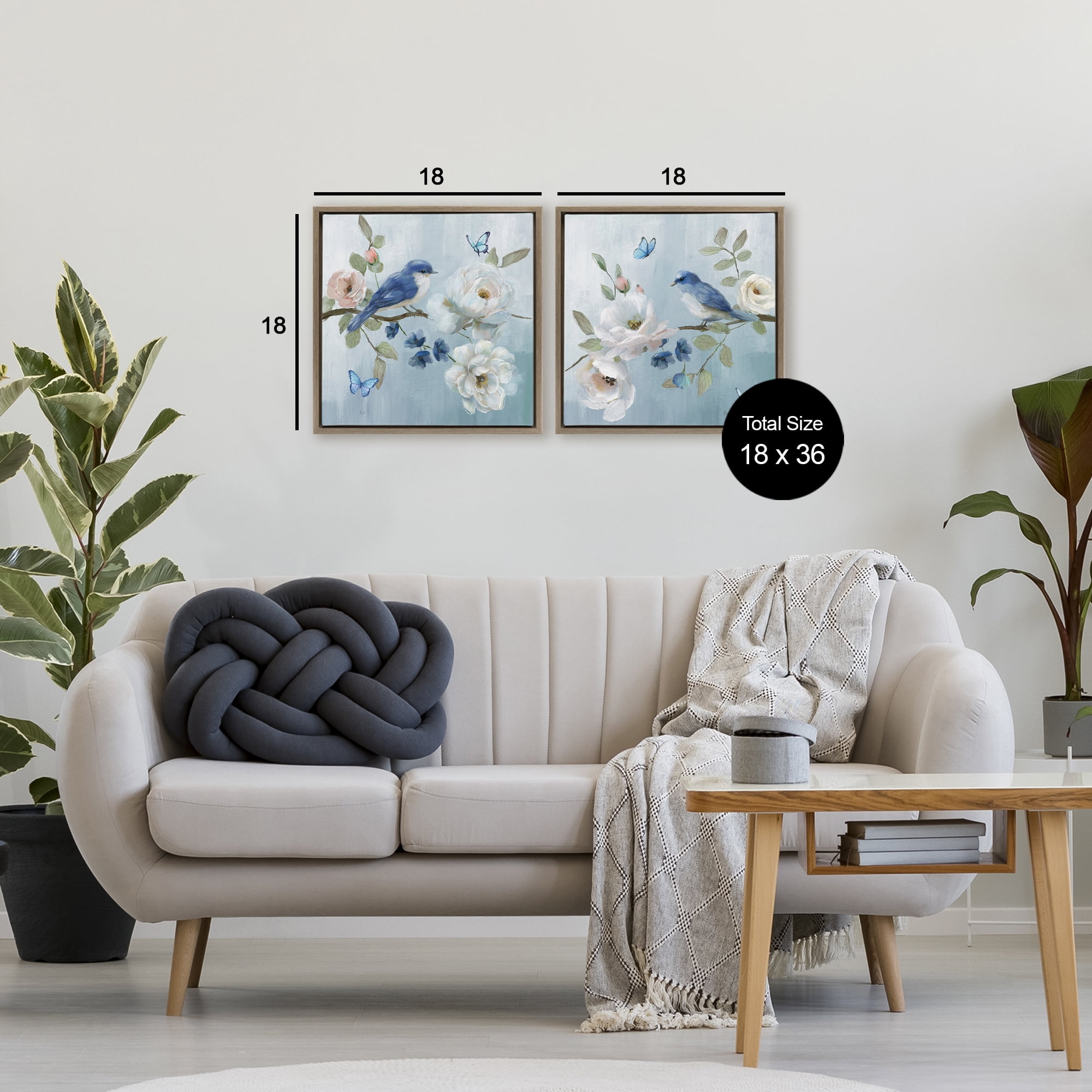 Stupell Industries Nature's Tranquility Florals 2 Piece Brown Framed Floater Canvas Set, design by Nan