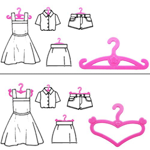 BJDBUS 60 Pcs Pink Plastic Hangers for 11.5 inch Doll Clothes Gown Outfit Holders Accessories Generic