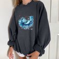 thumbnail image 4 of Sudadera extragrande de lana de manga larga con cuello redondo y estampado de océano salvaje para mujer Fridja fhghd391, 4 of 9