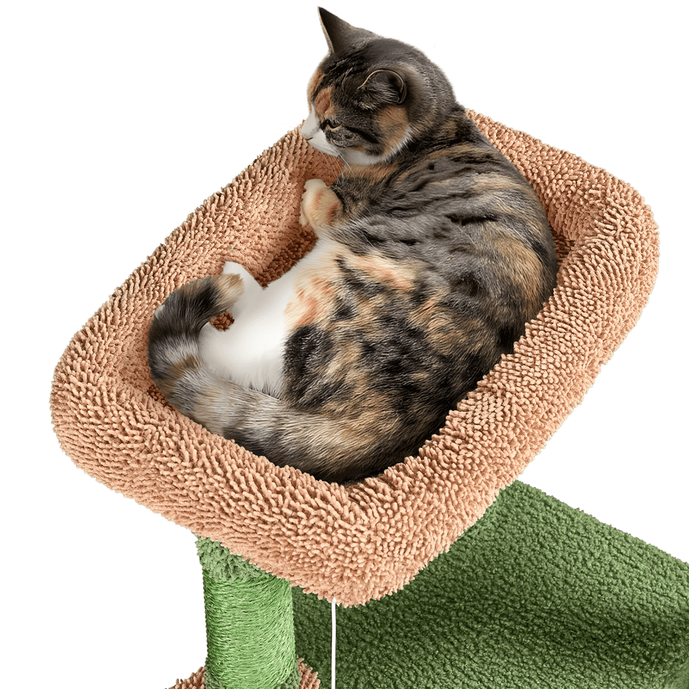 Alden Design 42" H Cactus Cat Tree Tower with Natural Sisal Scratching Posts, Green & Brown