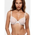 thumbnail image 4 of Wingslove Women's Sexy Sheer Bra Unlined Underwire Support See Through Everyday Bra with Silicone Nipple, White 36C, 4 of 5