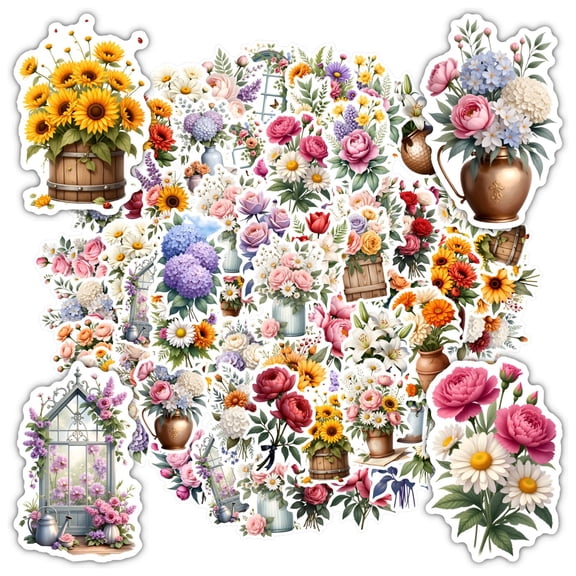 35pcs-50pcs Elegant Stickers Floral Stickers Vintage Stickers Nature Stickers for Laptops Suitcases Guitars