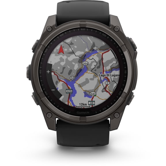 Garmin, monitor deportivo, fenix 8, 51mm, Sapphire Solar, Carbon Gray
