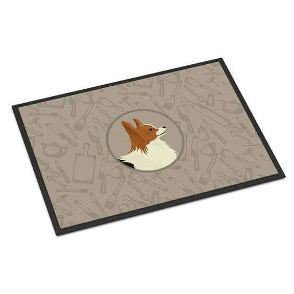 Carolines Treasures CK2200MAT Papillon In the Kitchen Door Mat Indoor Rug or Outdoor Welcome Mat 18x27 Doormat  27"L x