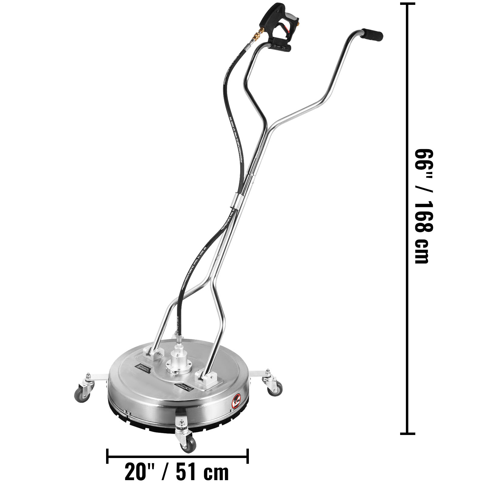 BENTISM 2 Nozzles 20" Pressure Washer Surface Cleaner , Max. 4000 PSI Pressure, for Cleaning Driveways, Stainless Steel Frame w/ Rotating Dual Handle, Wheels, Fit for 3/8" Quick Connector