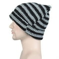 thumbnail image 4 of Ljudmp Womens Mens Crochet Chunky Cable Knit Beanie Cute Cat Ear Brimless Hat Winter Stretch Thick Casual Striped Knit Skull Cap Black, 4 of 8