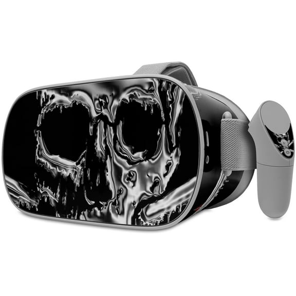 Decal style Skin Wrap compatible with Oculus Go Headset - Chrome Skull on Black (OCULUS NOT INCLUDED)