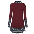 thumbnail image 4 of Uhndy Womens Casual T-Shirt Long Sleeve Button Cowl Neck Tunic Sweatshirt Winter Fall Plaid Long Tops Blouse Winered L, 4 of 4