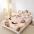 thumbnail image 2 of Manfei Halloween Ghost Sheet Set Queen, Funny Pumpkin Bed Sheets Set Queen Size, Bat Flower Print Queen Sheet Sets, Ultra Soft Room Decorative, 4-Piece, 2 of 7