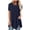 Blue, variant on Womens Summer Tops,Women Plus Size Button Solid Round Neck Short Sleeve Irregular T-shirt Blouse Tops Black 6