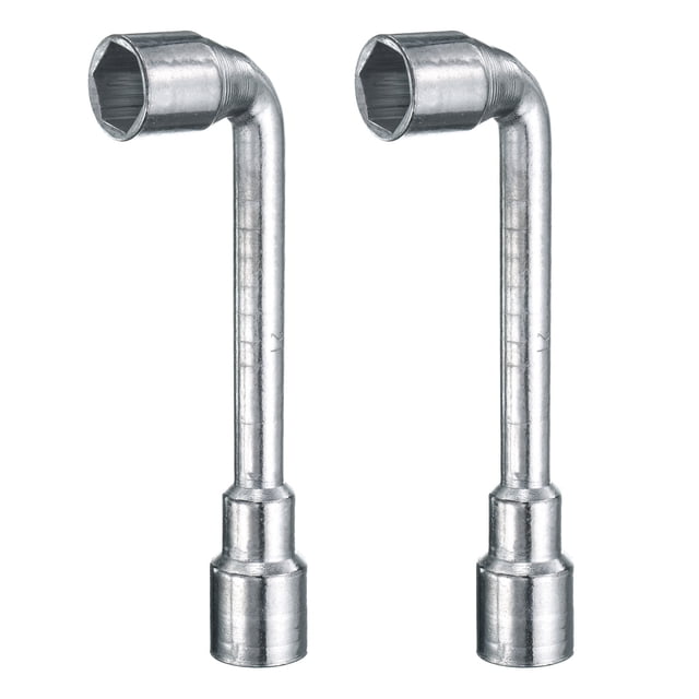 Uxcell 2pcs L Shaped Angled Hex Socket Wrench 21mm 45# Steel Double Ended Metric 6 Point Tubular Socket Spanner for General Repairing