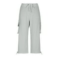 thumbnail image 5 of FAHXNVB Womens Cargo Capris Pants High Waist Casual Capri Pants with Pockets Dressy Lightweight Loose Fit Baggy Hiking Cargo Pants, 5 of 7