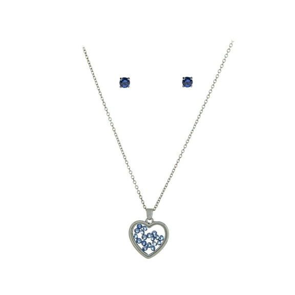 The Skyline Collection September Birthstone Blue Sapphire Heart Jewelry Set