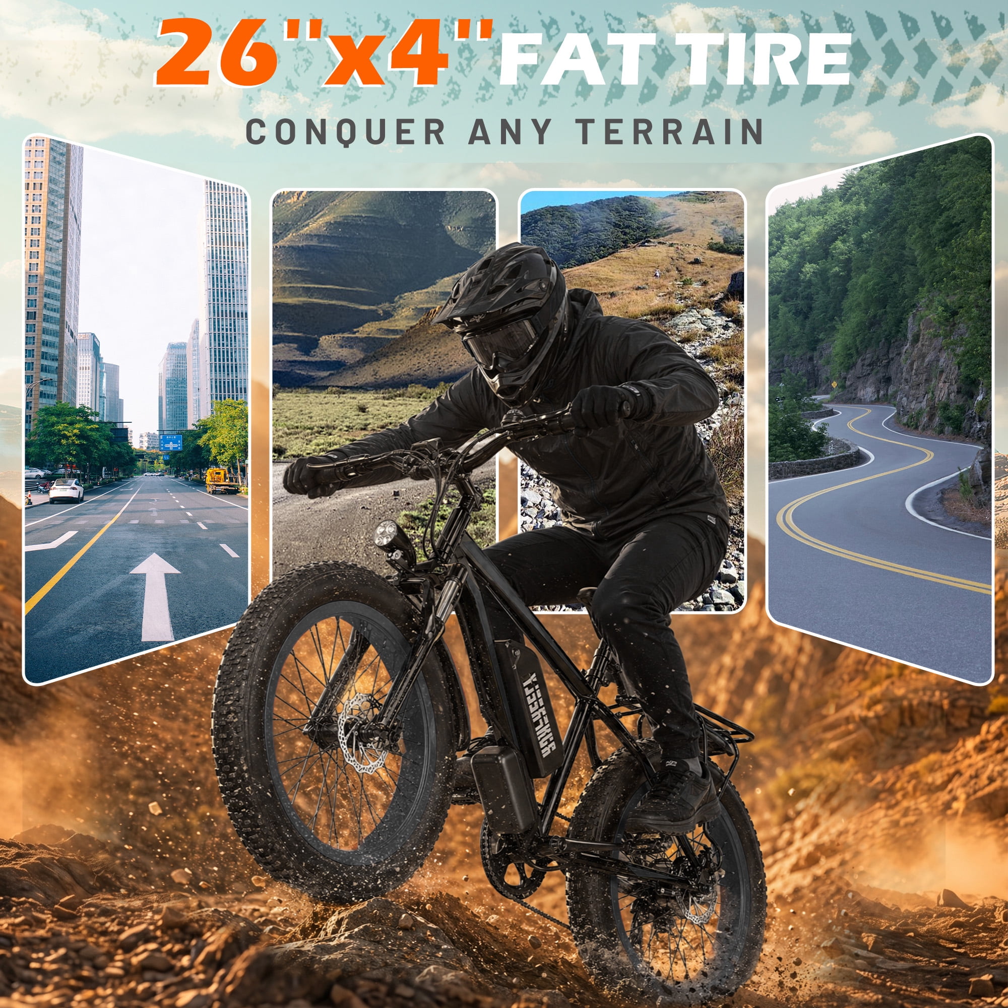 Electric Bike for Adults,1500/3000W Motor, 26" Fat Tire E-Bike with 48V 13AH/32AH Battery, 27/36 MPH Max 62-90 Miles Electric Motorcycle, 7-Speed Electric Mountain Bicycle