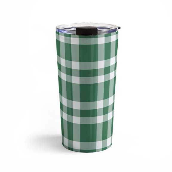 Society6 Lisa Argyropoulos Cheery Checks Pine Travel Mug20 oz Stainless Steel Travel Mug
