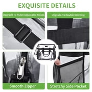 Wallfire 12 Clear PVC Messenger Bag Heavy Duty See Through Tote NFL AAF Stadium Approved Handbag Transparent Pouch Hand Bags Top Handle & Adjustable Shoulder Strap Black