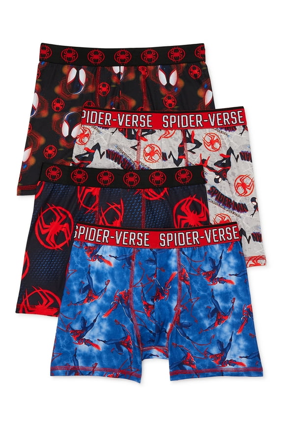 Boys Across the Spider-Verse Boxer Briefs, 4-Pack, Sizes XS-XL