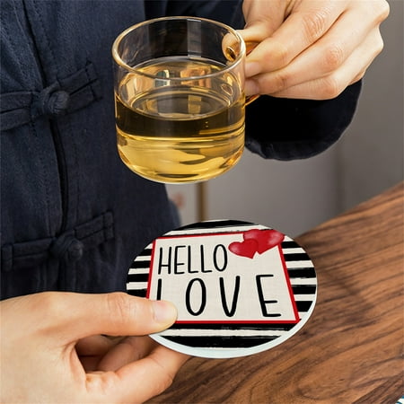 

Four Piece Suit Valentine s Day Love Round Placemat Potholder Placemat