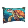 thumbnail image 2 of Naloa Sea Turtle in Coral Pillowcase, Throw Pillowcase, Wrinkle-Free, Stain-Resistant with Hidden Zipper for Bedroom Sofa - 16"x24", 2 of 9