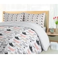 thumbnail image 5 of Ambesonne Pets Duvet Cover Set, Cool Cat Meow Animals Doodle, 2-Calking, Beige Pale Pink, 5 of 6