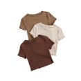 thumbnail image 1 of Clothing Floerns - Camiseta corta para niñas, color marrón, 10 años, 1 of 4