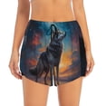 thumbnail image 2 of KLL Moonlit Night Sky Wolf Pattern Shorts Women,Athletic Shorts High Waisted Running Shorts Pocket Sporty Short Gym Elastic Workout Shorts-Large, 2 of 7