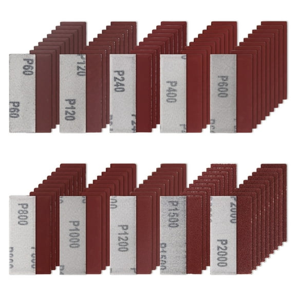 100 PCS Rectangle Micro Sander Kit 3.5” x 1” Detail Sand Paper 10grits Sanding Strip 60 to 2000 Grit Sandpaper Strips Sticky for Wood Metal Craft Tight Narrow Space (Combo 1)