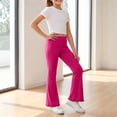 thumbnail image 6 of VV AVEORS Girls Flare Leggings School Uniform Pants For Teen Girls Bell Bottoms Ruffle Trim Bootcut Pant Hot Pink 170, 6 of 6