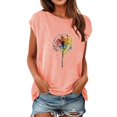thumbnail image 1 of WEIYLL T-Shirt Femme Manches Cap Été Coupe Ample Hauts Roses Tailles TG, 1 of 4