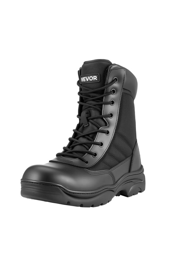 Men's Military Tactical Boots, 8 inch Combat Hiking Work Boots, Lightweight & Breathable Side Zipper Mens Motorcycle Interceptor Trooper Boot, for Outdoor Security Mountaineering, US Size 9