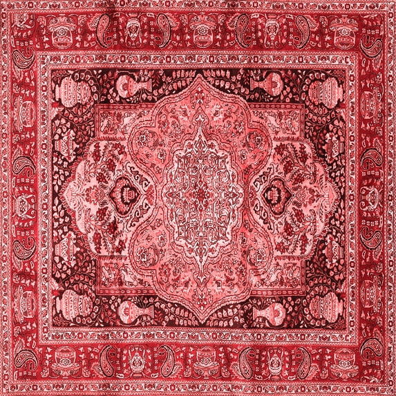 Ahgly Company Indoor Square Medallion Red Traditional Area Rugs, 6' Square