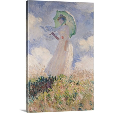Big Garden Parasols Great BIG Canvas | Claude Monet Premium Thick-Wrap Canvas entitled Woman with Parasol turned to the Left, 1886 ()