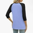 thumbnail image 4 of ABATAB Color Block 3/4 Length Sleeve Tops for Women Trendy Henley V-Neck Henley Tunic Blouses Loose Fit Summer Fall Basic Shirts(3X-Large,Blue 1), 4 of 7