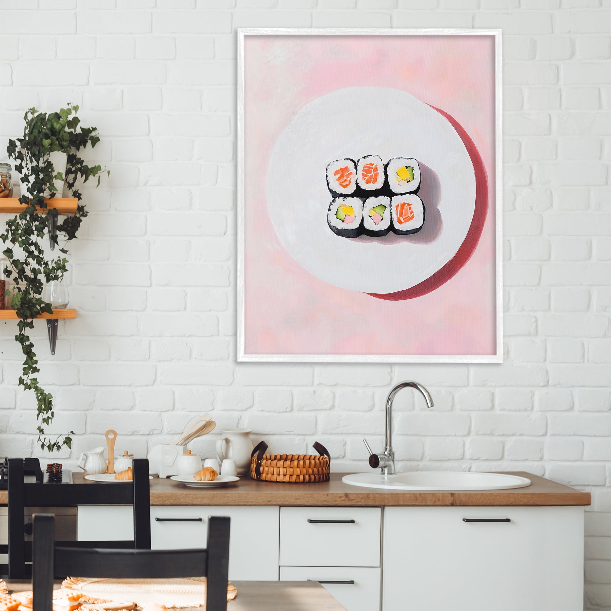 Stupell Industries Sushi Rolls on Plate White Framed Giclee Art, design by The Prints Vibe