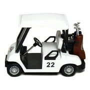 New 4.5" Kinsfun Golf Cart w/ Clubs Diecast Metal Model Caddy Toy Car White Logo