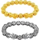 thumbnail image 1 of 2 Pcs Feng Shui Gold Antique Silver Pixiu Bracelets Set for Women Men Mantra Beads Pi Xiu Bracelet for Attracting Wealth and Good Luck - -, 1 of 4