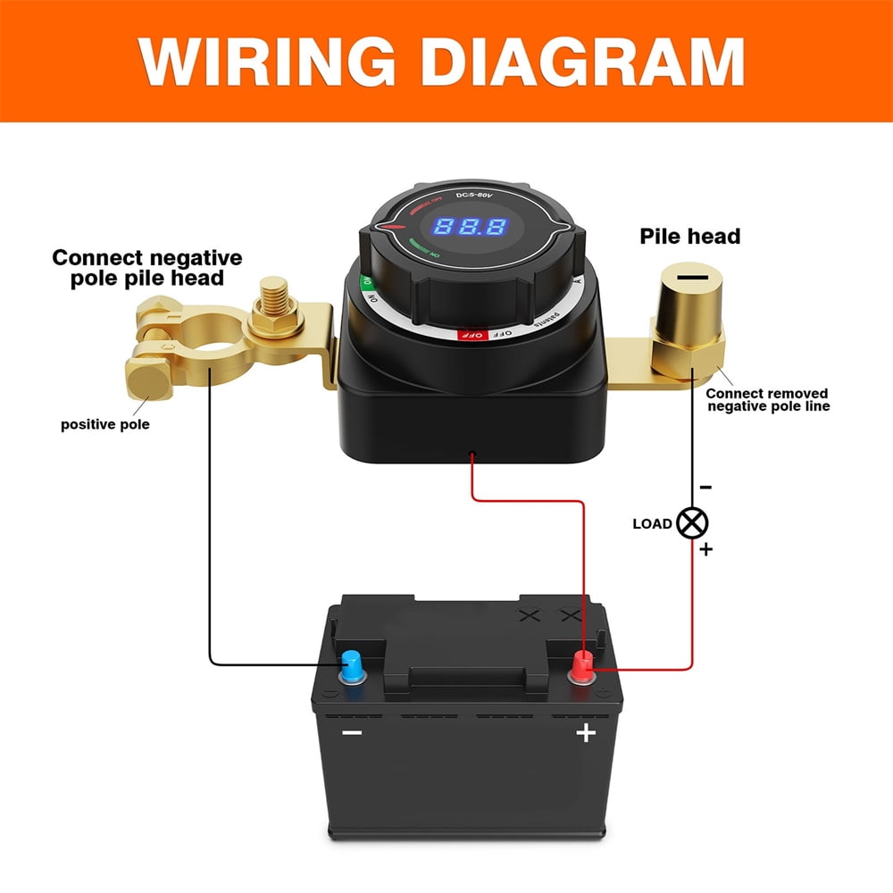 Zyutaosan Battery Disconnect Switch with Voltmeter, DC 5-80V On Off Kill Switch RV Marine