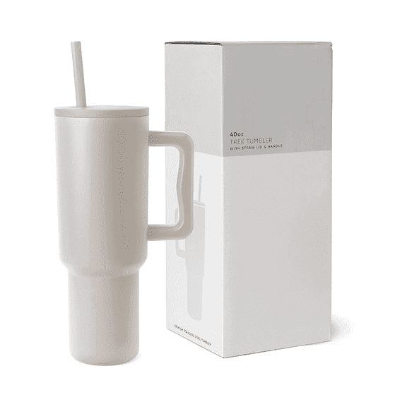 40 fl oz Insulated Stainless Steel Trek Tumbler with Straw Lid | Almond Birch