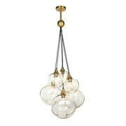 Gild Design House Kiran Mid-Century Glass and Metal Chandelier in Gold