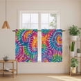 thumbnail image 3 of Colorful Tier Curtains, Ethnic Modern Abstract Watercolor Tie-Dye Light Filtering Kitchen Curtains, 2Pcs Rod Pocket Half Window Treatments Panels for Sink Cafe Cabinet Basement 27.5x45 Inches, 3 of 9